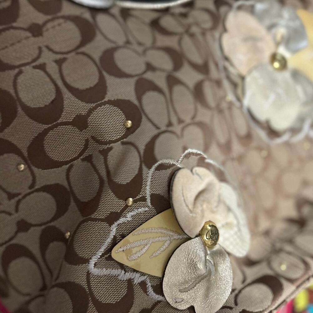 Coach‎ Signature Leather Floral Bleecker Canvas Satchel Bag F16276 - Picture 5 of 13